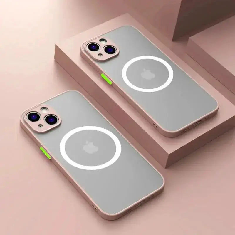 Luxury Matte Armor MagSafe Case For iPhone 16 15 14 13 12 11 Pro Max Mini XS XR Cover Protection