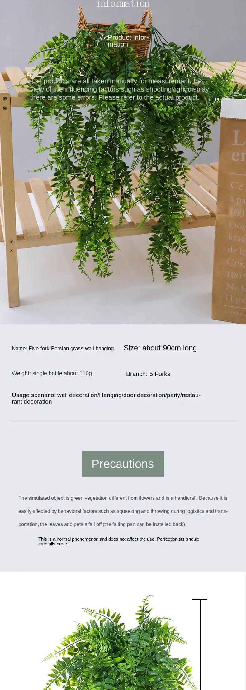 90cm artificial plant vine garland by Simples Market with green plastic leaves for hanging decor