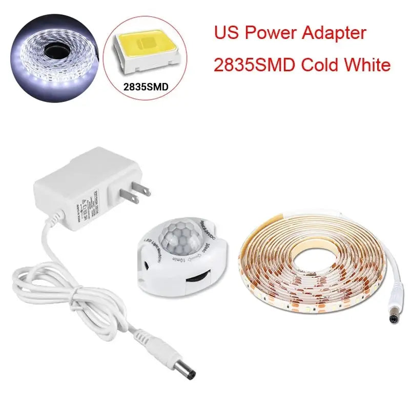 Simples Market 4-piece motion-sensor LED strip light kit, warm white, 12V DC adapter, under-cabinet lighting