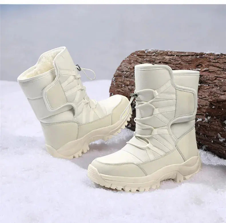 Mens Winter Boots Waterproof Plush Lined Non Slip Outdoor Hiking Ankle Boots All Weather Warmth