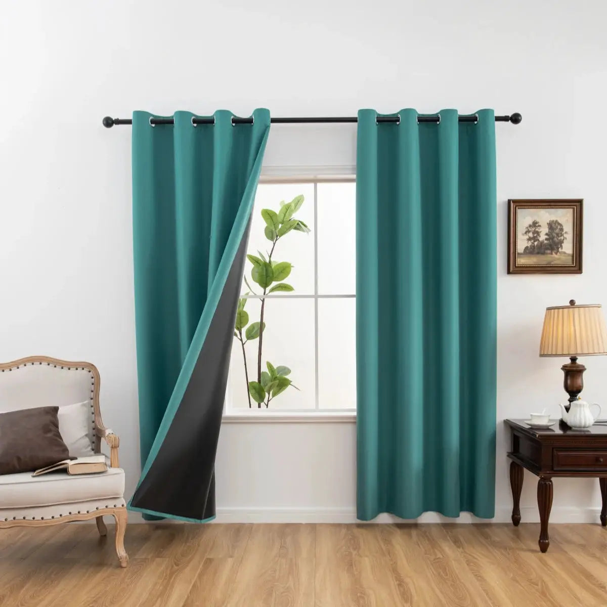 One Panel Solid Blackout Curtains With Grommets Privacy Drapes For Bedroom Living Room Home Decor Lightweight Curtains