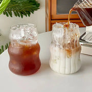 530ml Heat Resistant Glass Cup Tumbler Stripe Design Tea Coffee