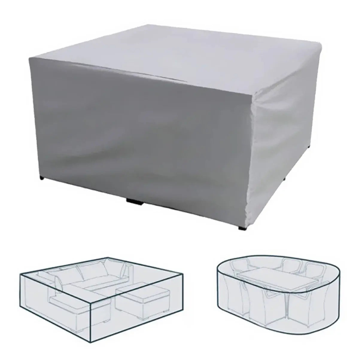 Simples Market heavy-duty white waterproof patio furniture cover for rectangular, square and round outdoor sofa, table and chairs