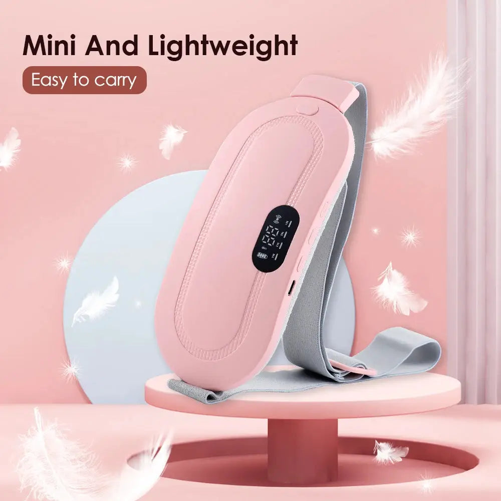Waist massager belt for menstrual cramps with vibrating heating; pink by Simples Market