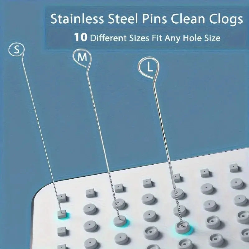 PureFlow Stainless Steel Needle Shower Head Cleaning Brush Set For Clogged Nozzles And Fits Multiple Shower Head Sizes