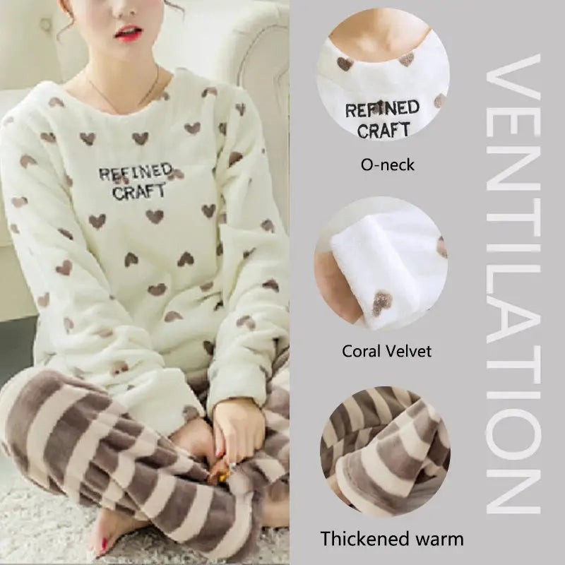 CozyNest Winter Thickened Coral Velvet Couple Pajama Set With Hooded Robe Ultra Warmth And Easy Care