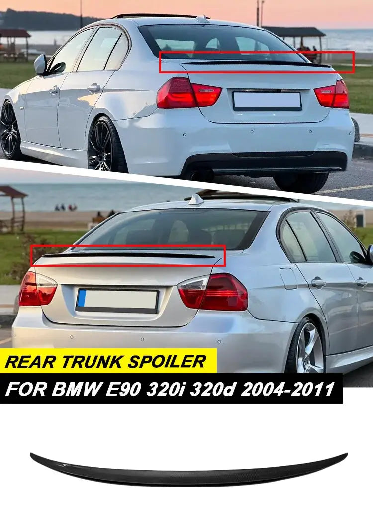 Black rear trunk spoiler lip for BMW E90 3 Series sedan (2004–2011)