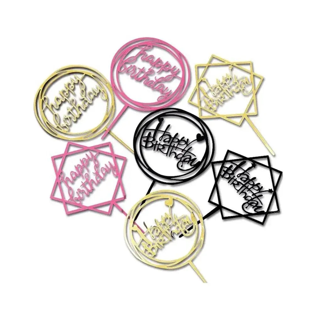Ten Piece Set Multi Style Acrylic Happy Birthday Cake Toppers For Dessert Decoration