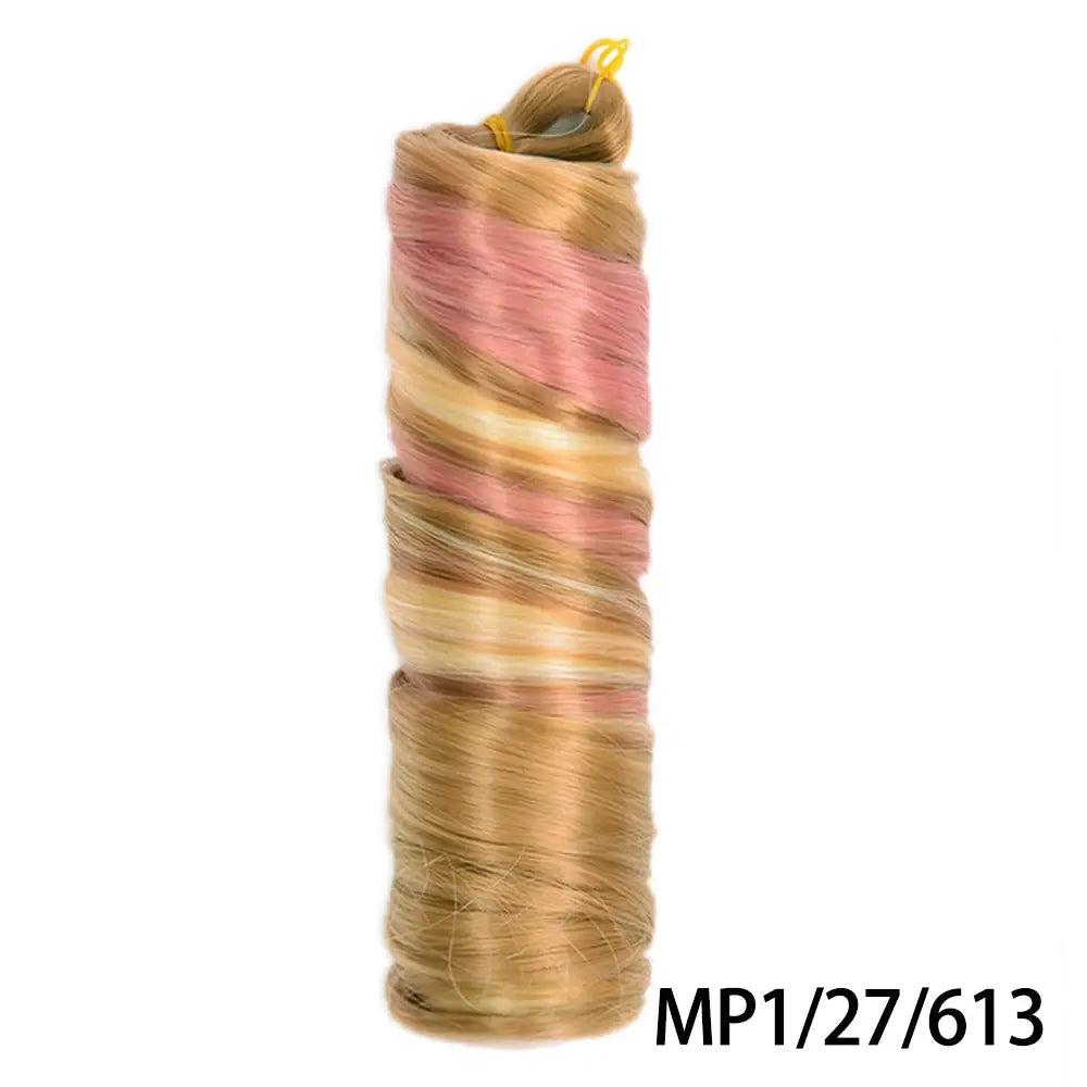 Simples Market French Curls braiding hair, 24in, synthetic spiral curls, pre-stretched blonde-pink ombre bundle