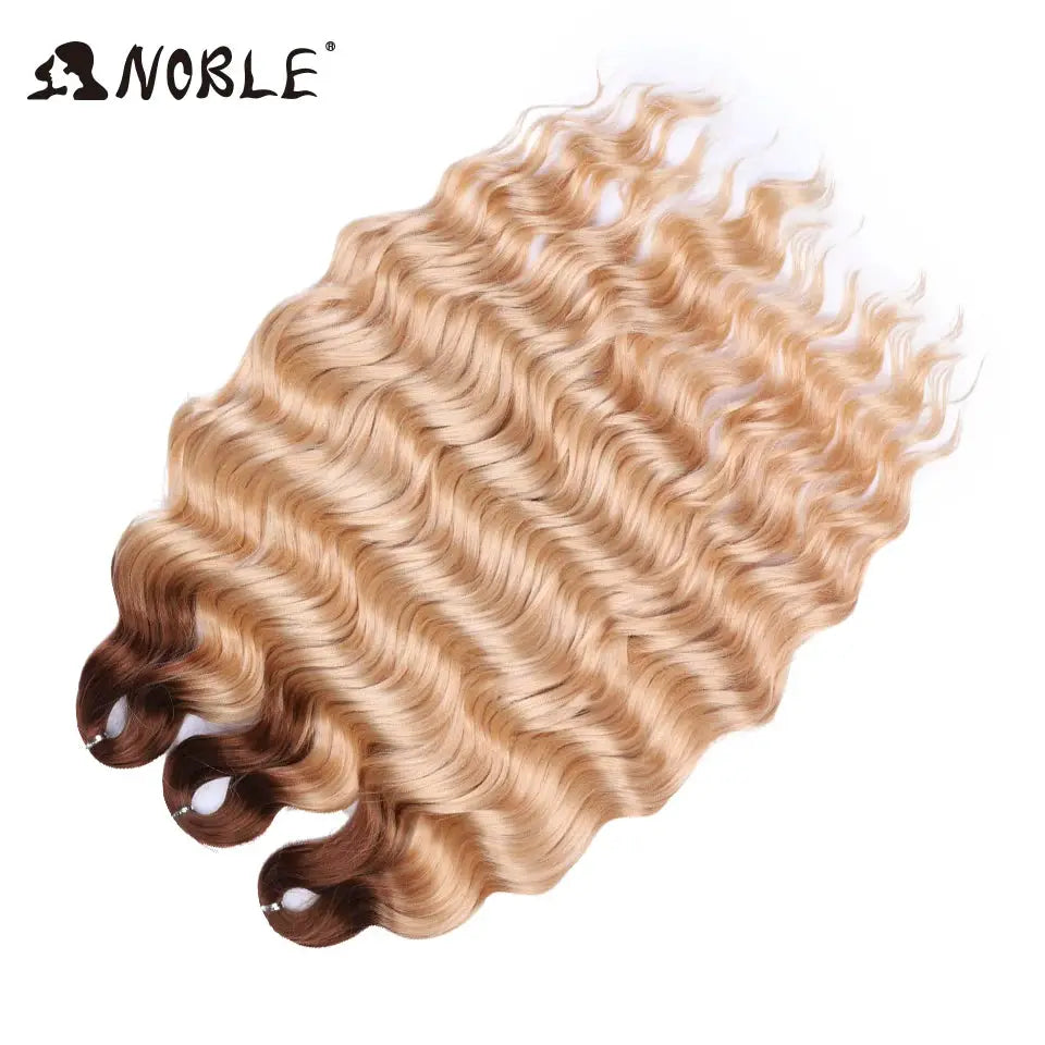 Noble Hair Synthetic Loose Deep Wave 24-inch braiding extensions in ombre blonde by Simples Market