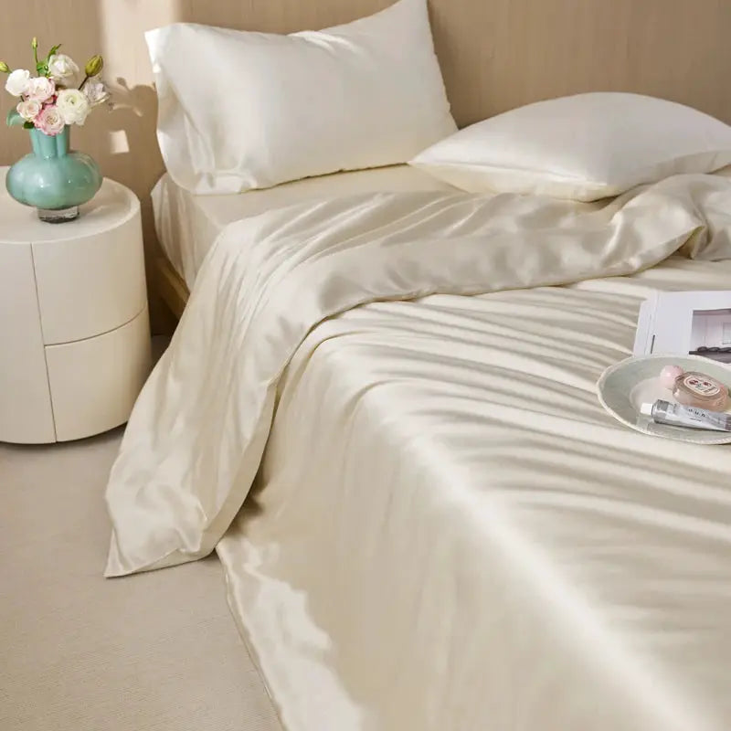 Eucalyptus Lyocell duvet cover set by Simples Market, cream bamboo bedding