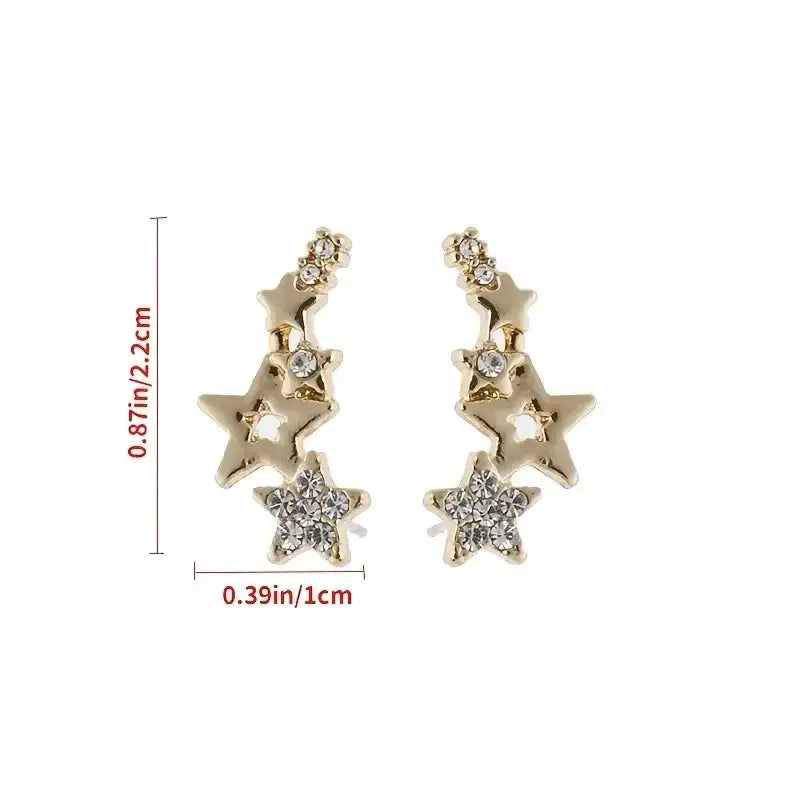 Shiny Star Stud Earrings for Women Zircon Rhinestones Mini Star Jewelry Gift for Parties and Birthdays