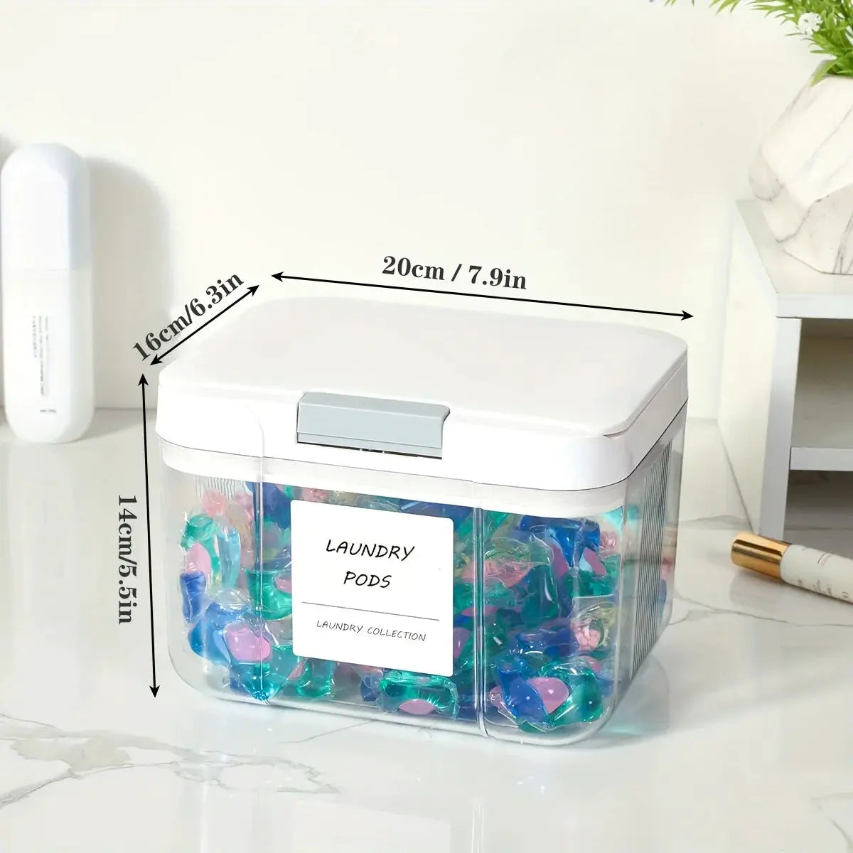 Laundry Pod Holder With Lid Sealed Automatic Pop Up Large Capacity Organizer Box For Laundry Pods