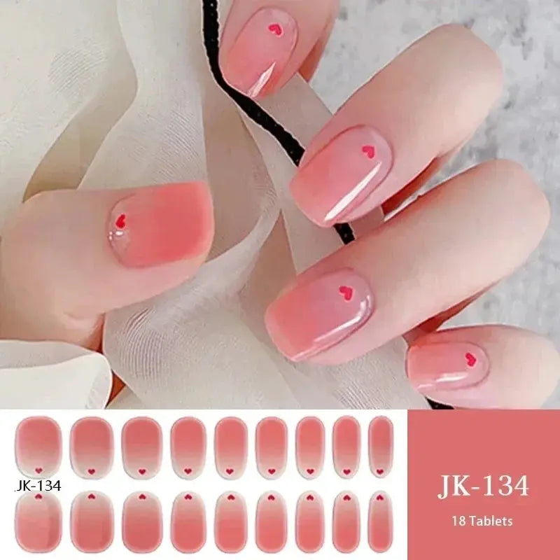 NailLux Semi Cured Nail Wraps For 16 To 20 Tips Easy Full Cover Adhesive Press On Nails Gel Finish UV LED Compatible