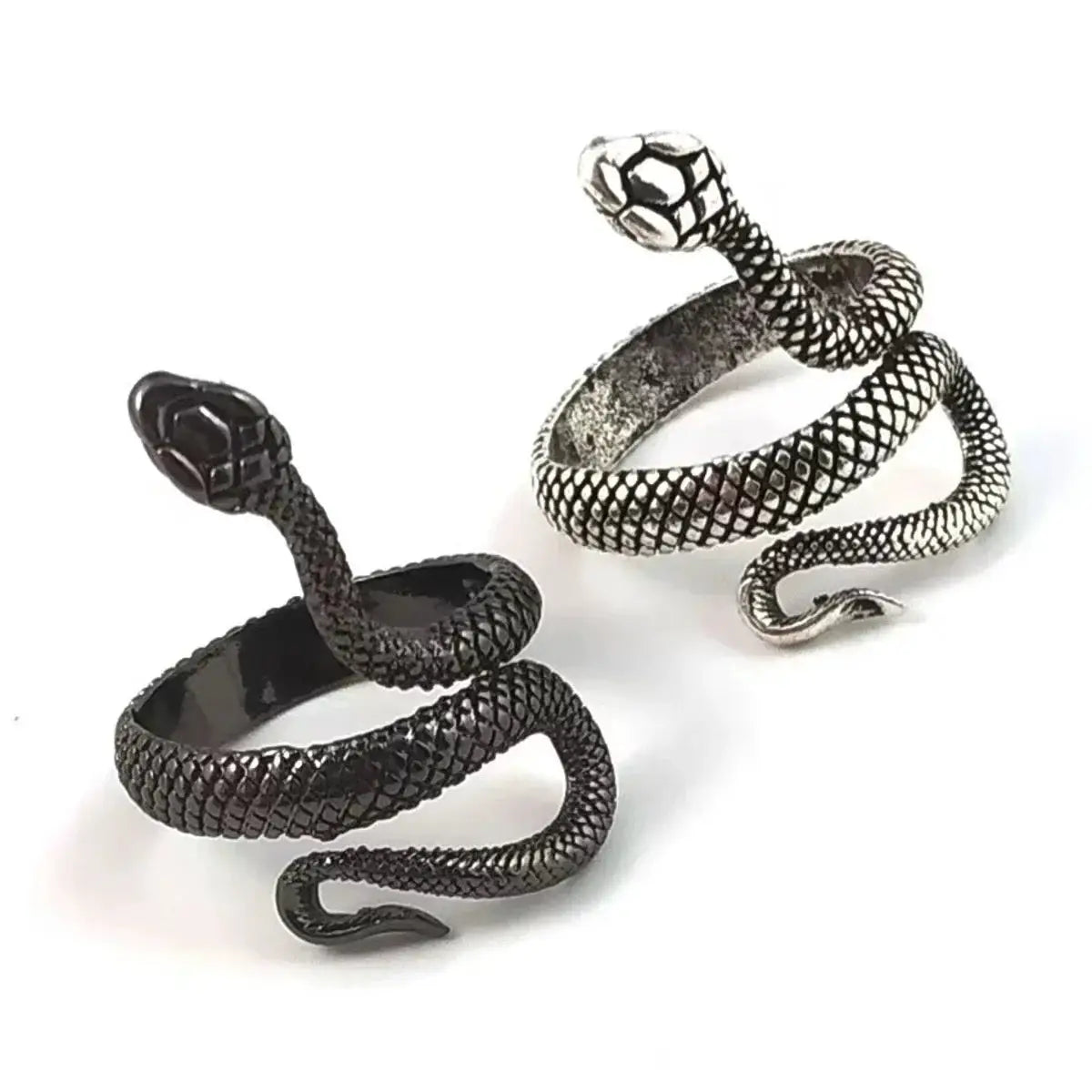 Unisex Punk Goth Snake Ring Black Plated Adjustable Fashion Jewelry For Men And Women Party Gift