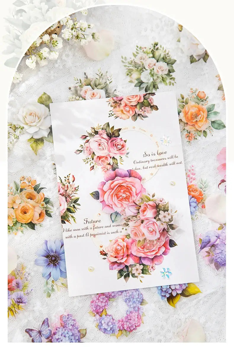 Mr.paper PET Washi Tape Flower Garden Series by Simples Market; floral bouquet tape for diaries and stationery