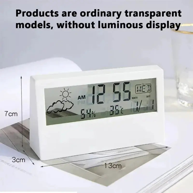 LED Thermometer And Thermo Hygrometer Clock Weather Station With Alarm