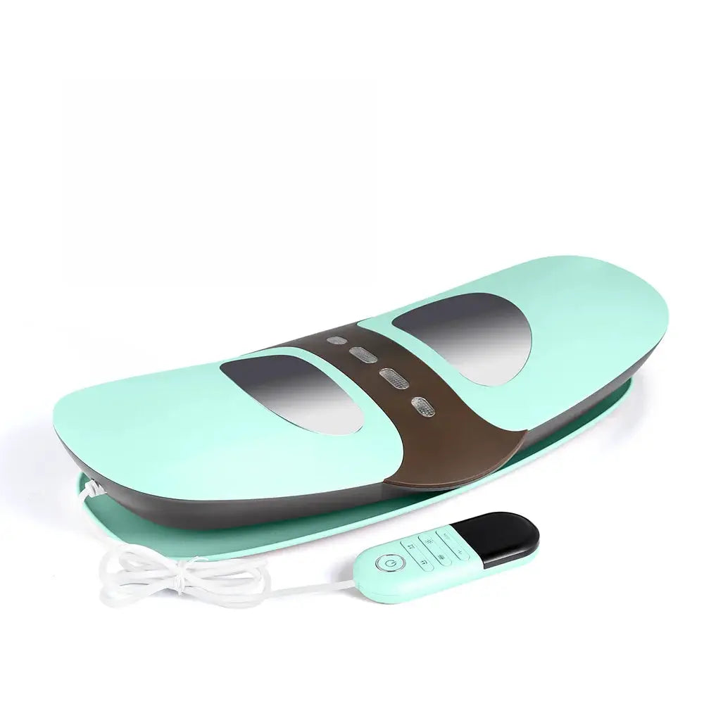 Simples Market electric lumbar traction massager in mint green with remote, adjustable vibration for back support