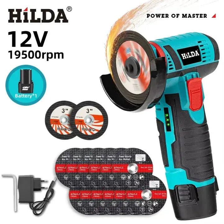 HiLDA 12V 3 Inch Lithium Electric Angle Grinder Portable Mini Handheld Cutting And Polishing Tool