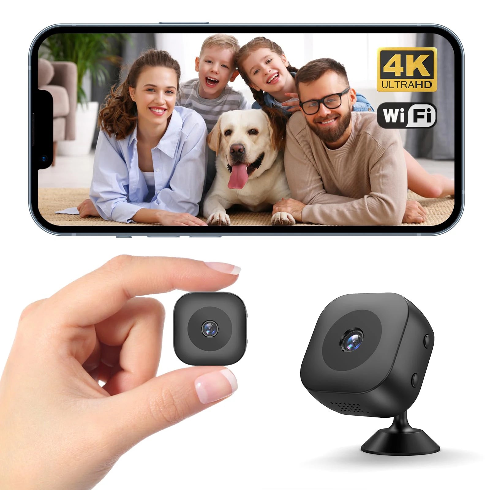 Simples Market 4K mini camera pair with WiFi, waterproof, full-color night vision security cams