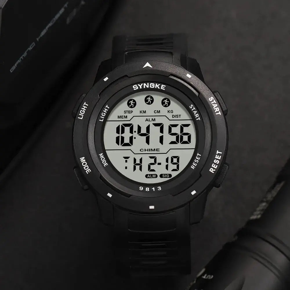 SYNOKE men's black digital sport watch with a large display