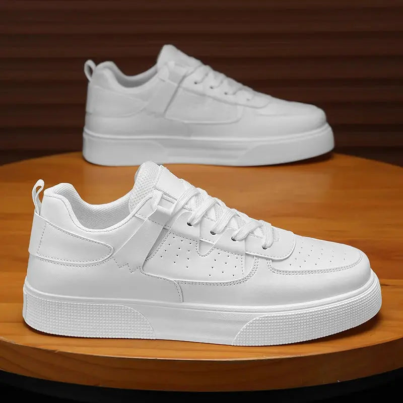 Men's white casual sports shoes by Simples Market, lightweight minimalist outdoor hiking sneakers, 2 pairs