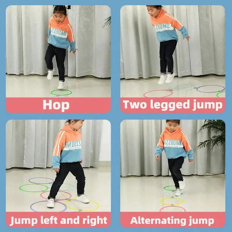 Outdoor Kids Lattice Jump Ring Set For Physical Training With 10 Hoops And 10 Connectors Park Play