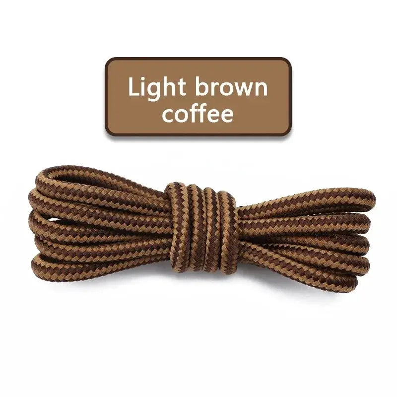 Round cotton shoelaces, striped brown and tan, 1 pair for boots and sneakers