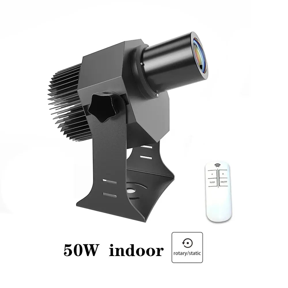 50W indoor gobo projector with mounting bracket and remote control, rotary or static mode