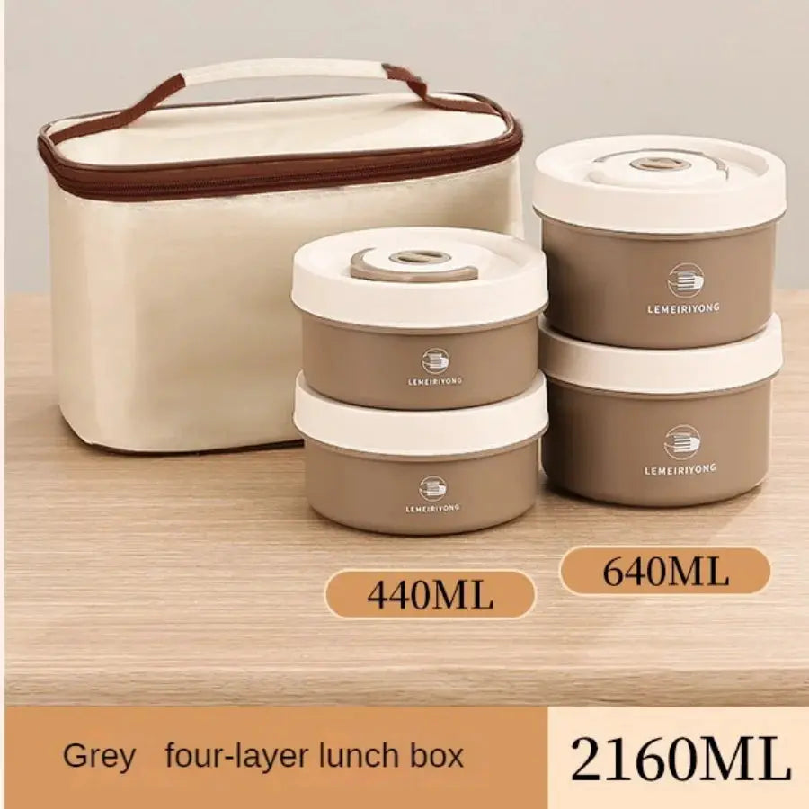 Portable Insulated Stainless Steel Lunch Box Set With Stackable Bento Compartments For Fresh All Day Meals