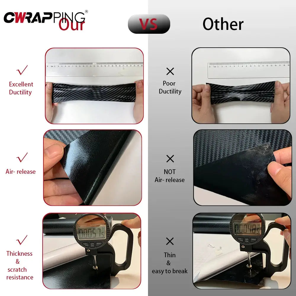 2D-9D carbon fiber wrap vinyl, Simples Market, glossy matte black car/motorcycle adhesive with air-release.