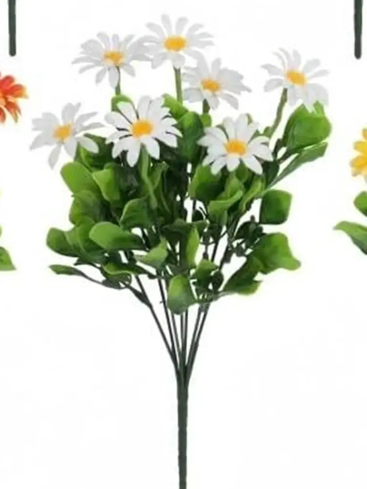 Simples Market artificial silk daisy bouquet; white petals with yellow centers and green foliage