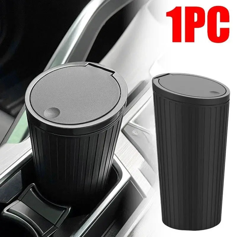Simples Market universal car trash bin, black ribbed plastic rubbish container for car interior (1 PC)