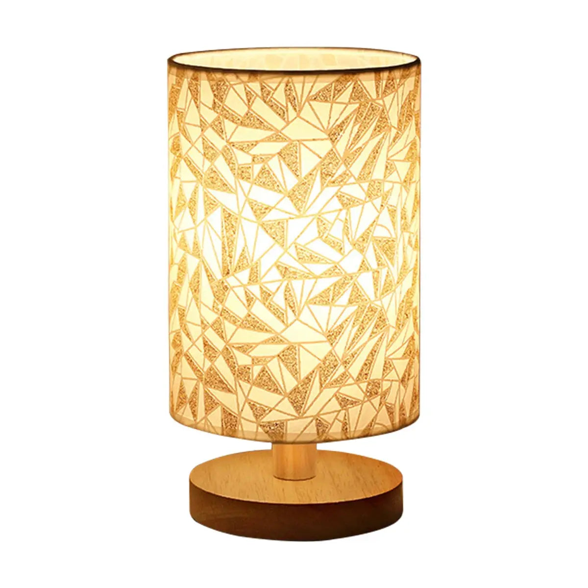 WoodCraft USB Bedside Lamp With Warm Wood Finish And Cylinder Linen Shade For Eye Friendly Lighting