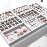 Flocking Jewelry Box Tray Velvet Interior With Wooden Base For All Kinds Of Jewelry Storage