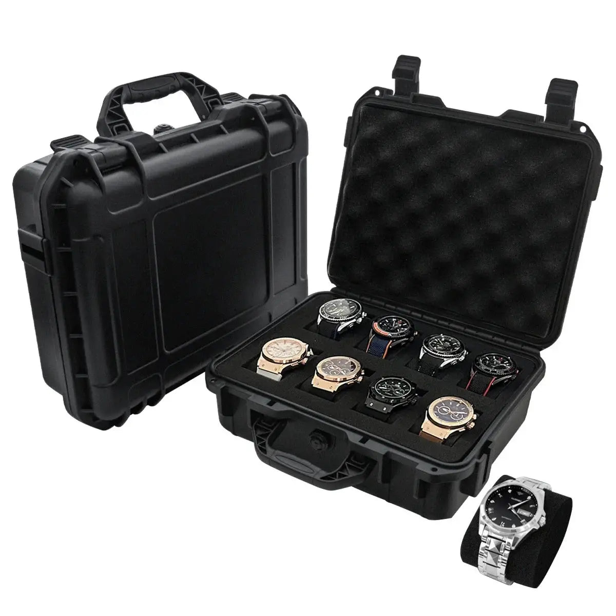 TimeGuard 8 By 15 Slot Watch Collection Storage Box Moisture Proof Mildew Resistant Thickened Plastic With Sponge Padding