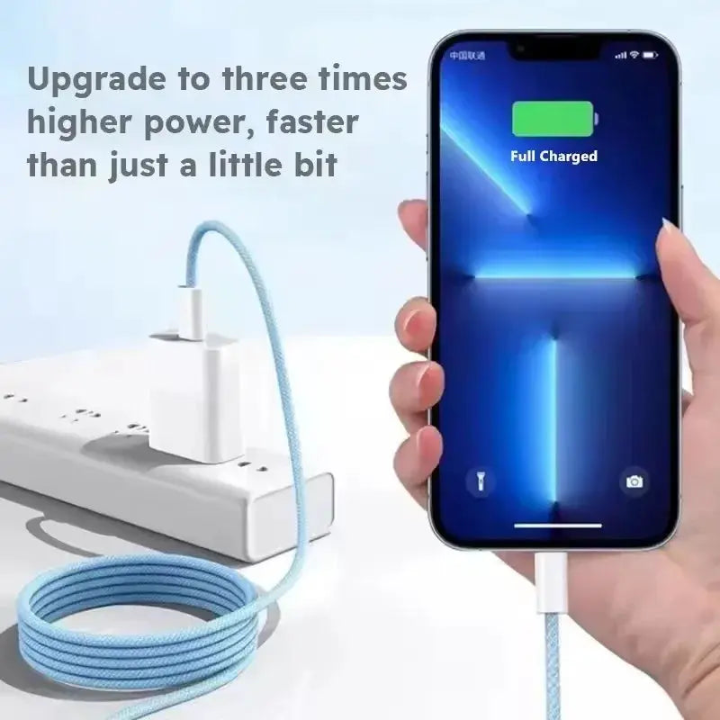 Braided USB C to Lightning Cable 35W PD Fast Charging for iPhone 7 to 14 Pro Max 1m 2m