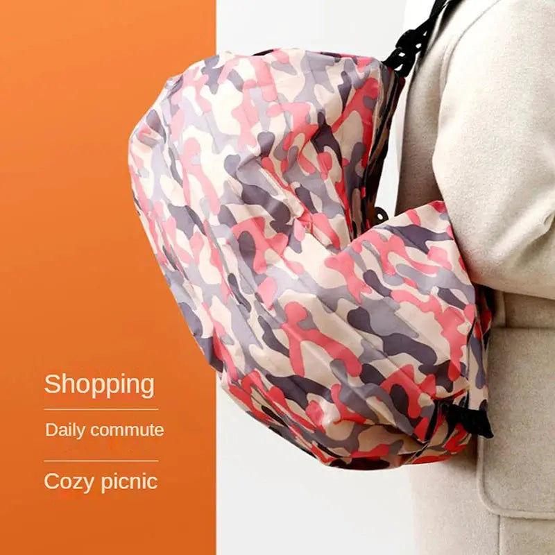 TravelNest Camouflage Foldable Storage Bag With Handle Lightweight Large Capacity Nylon Tote