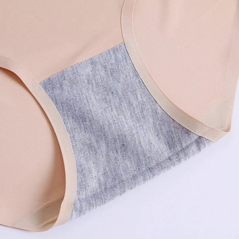 BZEL seamless women's panties set; nude beige with gray panel, breathable fabric, Simples Market