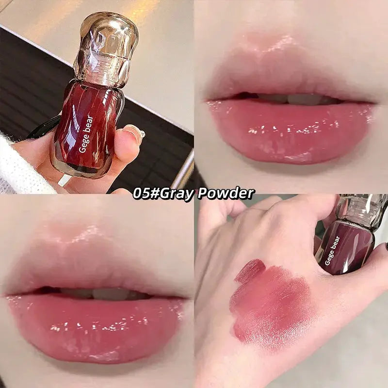 Gege Bear Crystal Gloss Lip Tint Autumn Winter Hydrating Formula Mirror Gloss Finish Youthful Plumping Effect