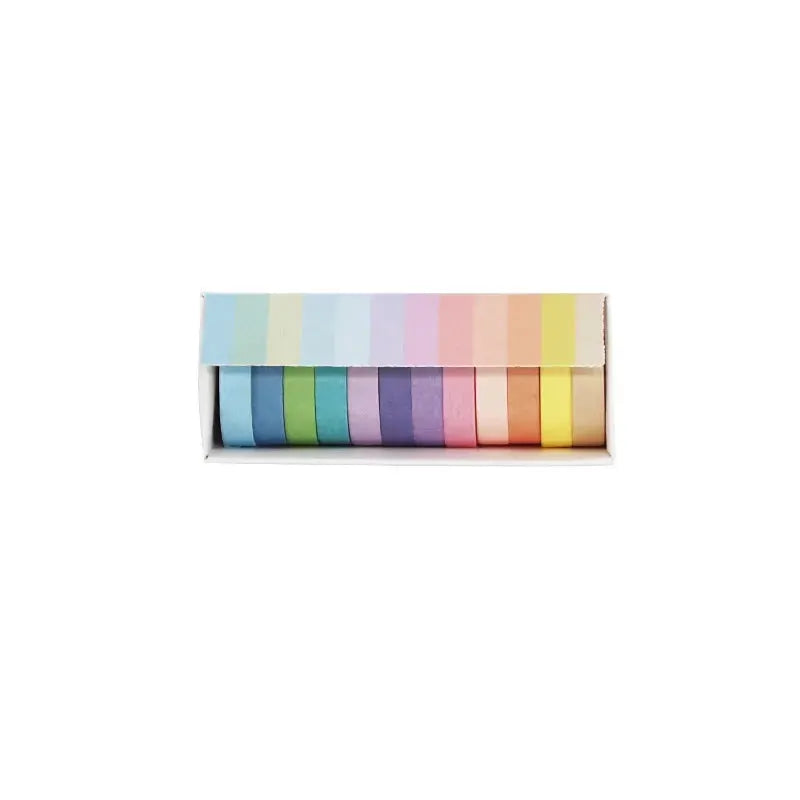 Rainbow macaron solid-color masking washi tape set, 12 pastel rolls by Simples Market