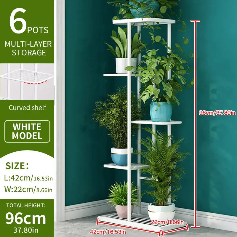 Iron Flower Plant Stand With Four To Six Layers Plant Holder Storage Shelf Pot Rack Organizer For Home Decor