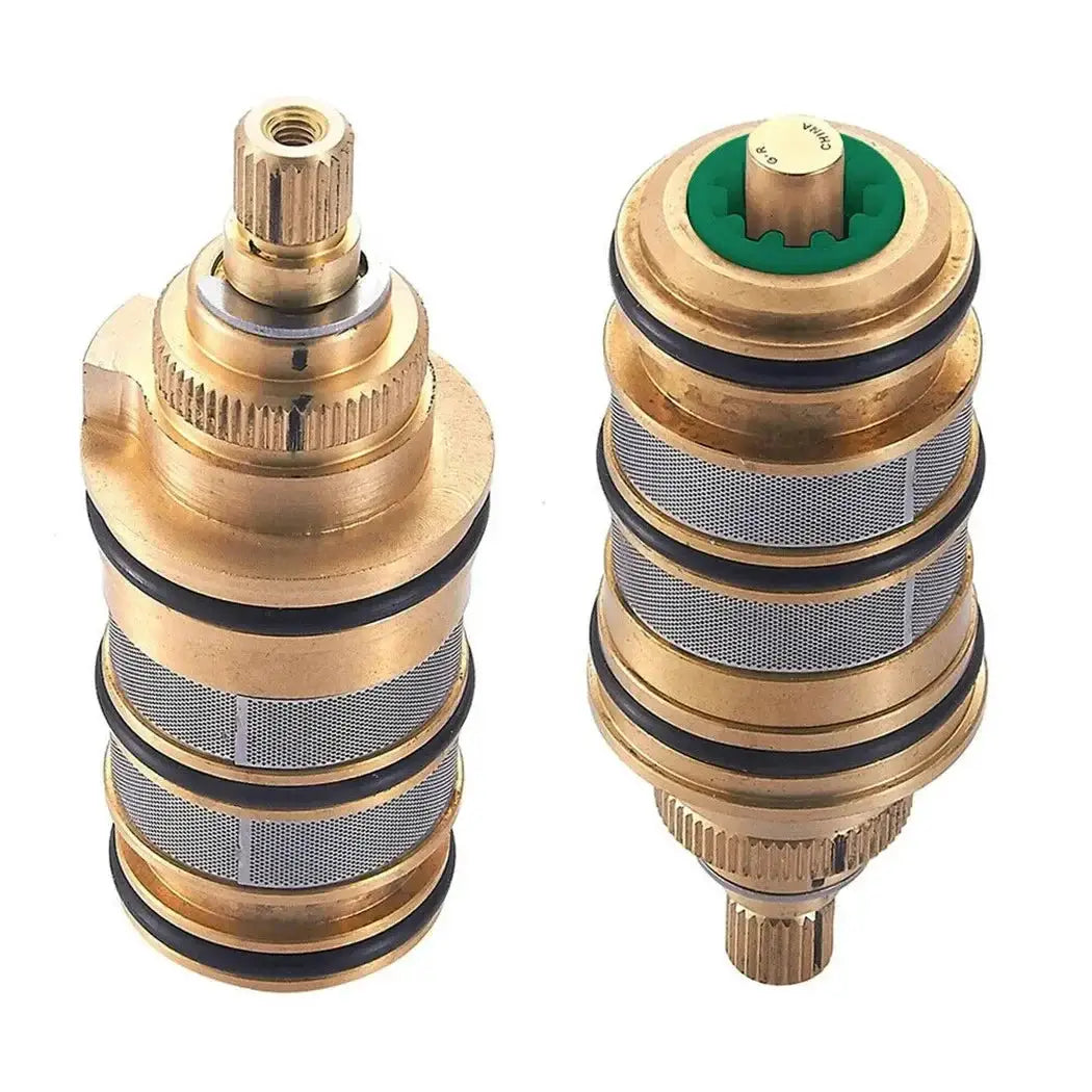 Brass thermostatic cartridge shower mixer valve replacement kit by Simples Market; two cartridges shown