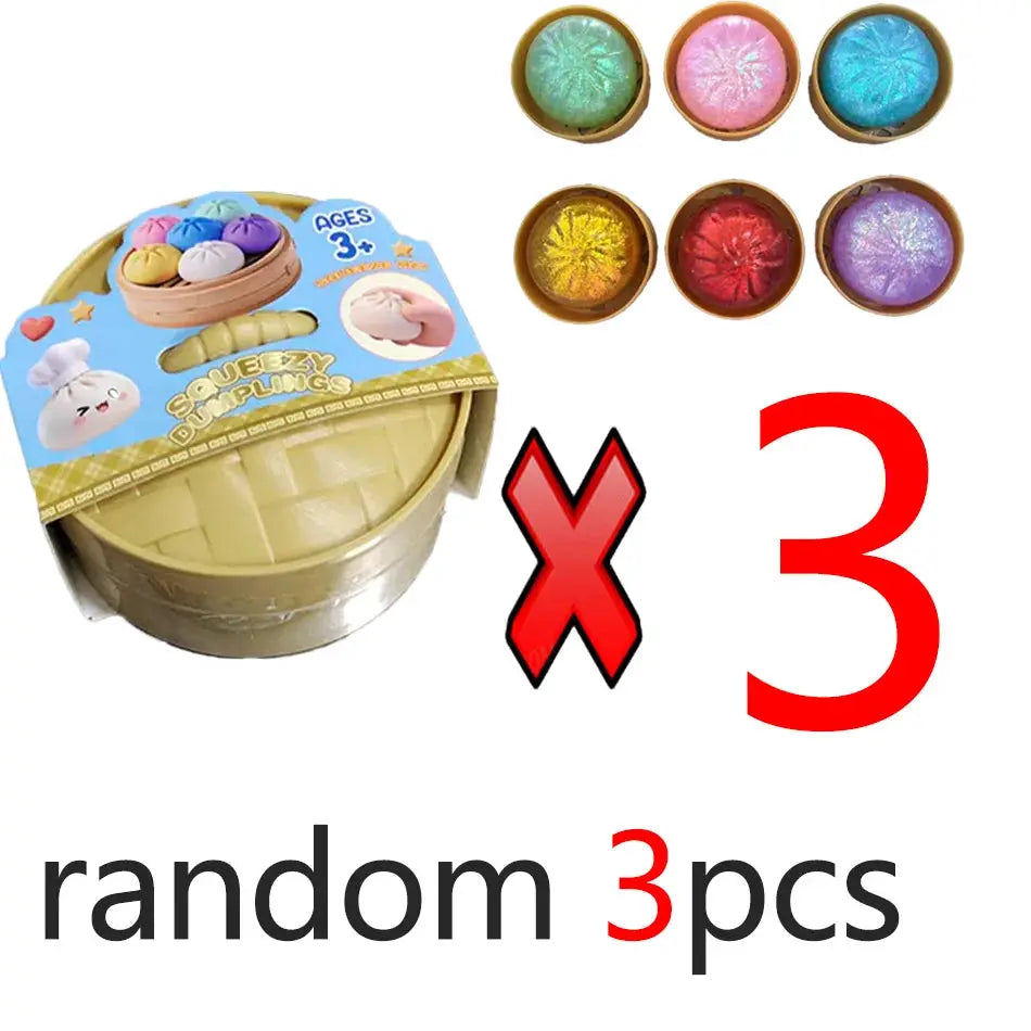 Dumpling Squishies Cute Colorful Bun Toy Slow Rising Stress Relief Fidget for Kids and Adults Anti Anxiety Gift