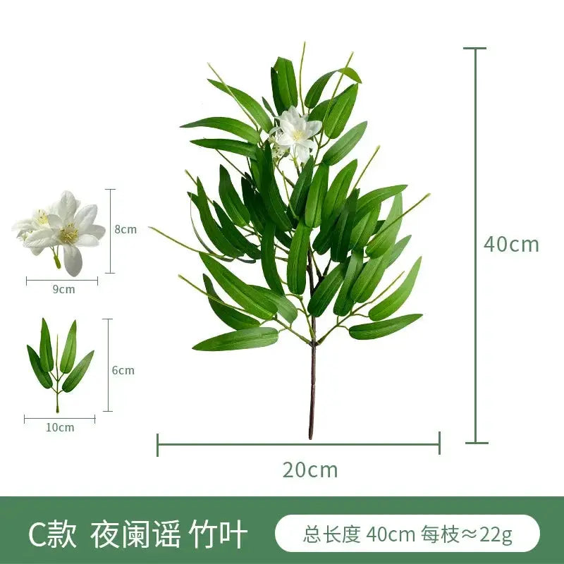 Simples Market artificial eucalyptus leaf arrangement with white flowers, green foliage, 40cm tall