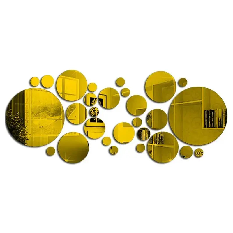 26 Pcs 3D Acrylic Mirror Wall Sticker Set Round Mirrors For DIY Bedroom Bathroom And TV Backdrop Decor