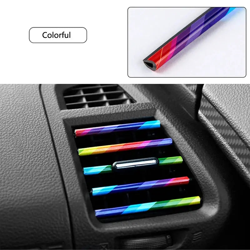 Simples Market 10 pcs car air vent decorative soft strips in rainbow colors, U-shaped grille accessories