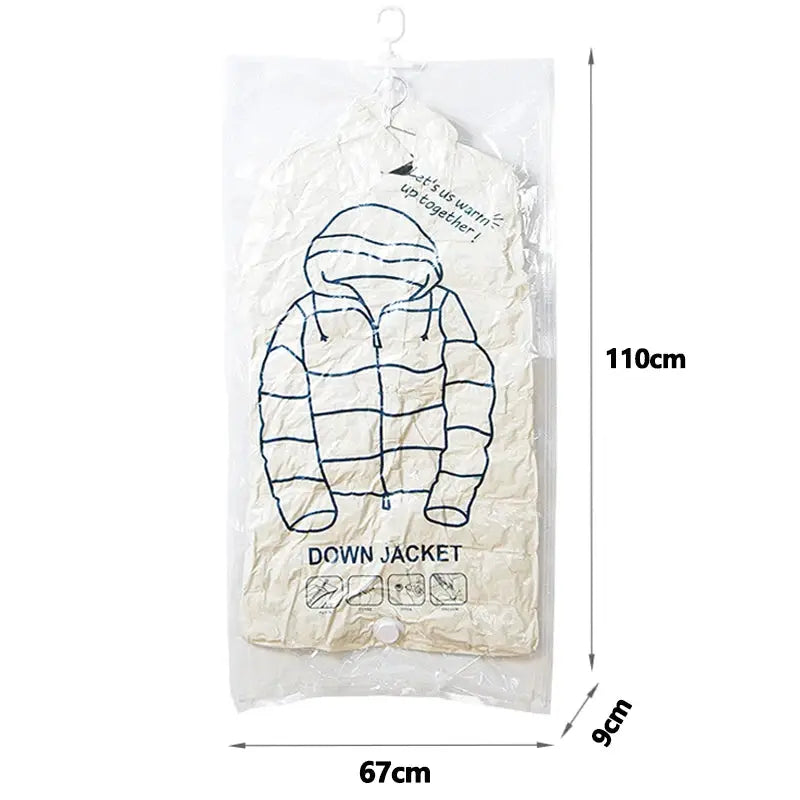 Hanging Vacuum Storage Bags Space Saver Vacuum Seal Storage Bags for Suits Dress Coats Jackets Closet Organizer