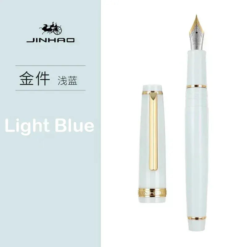 Jinhao 82 fountain pen, light blue resin with gold trim and extra-fine nib