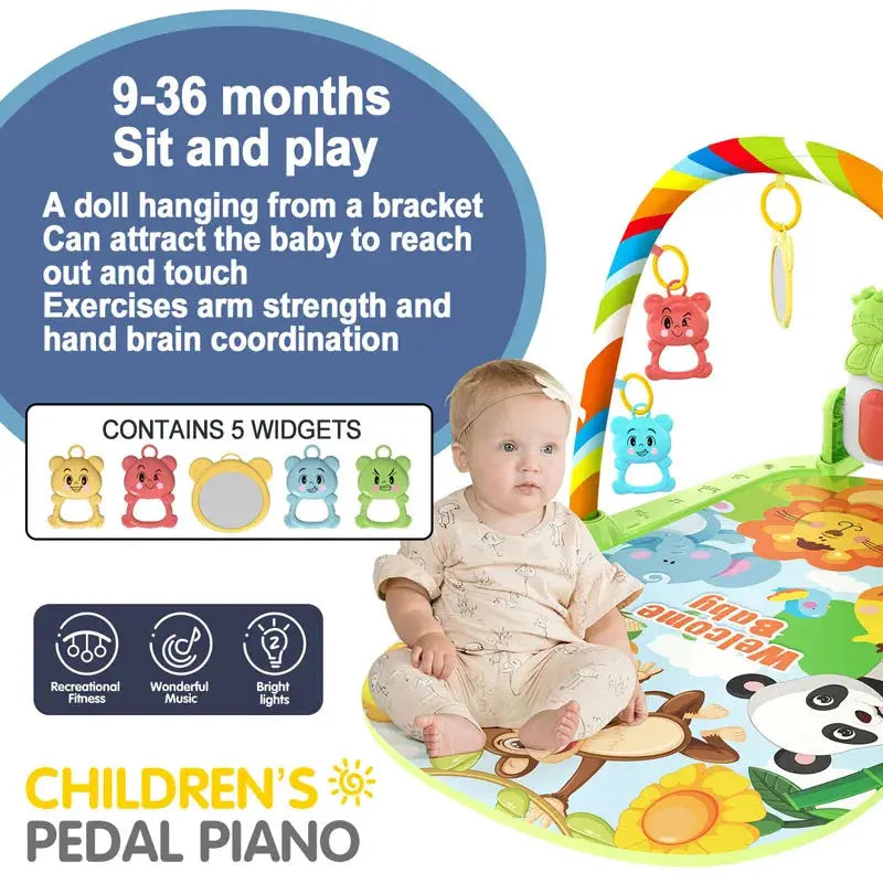 Baby Music Activity Gym Play Mat For Newborn And Infant Crawling Development With Piano Keyboard Toys Gift